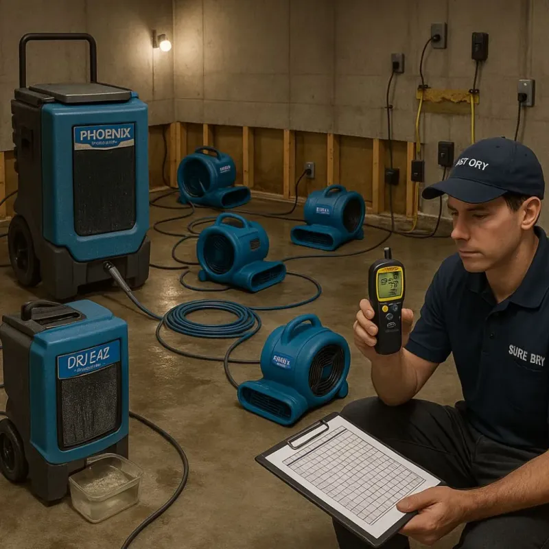 Structural Drying and Dehumidification process in De Soto, IA